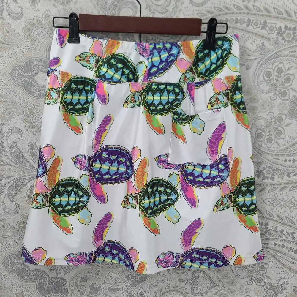 B Skinz skort Sz Medium Turtle print Golf Pickleball UPF Athleisure Performance - Picture 3 of 6